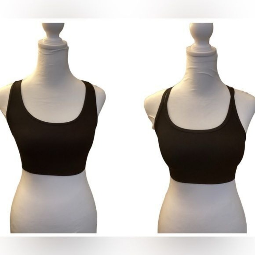 Kurve by IDEA Black Seamless Sports Bra Set Multi-Strap Caged Back One Size 2pc